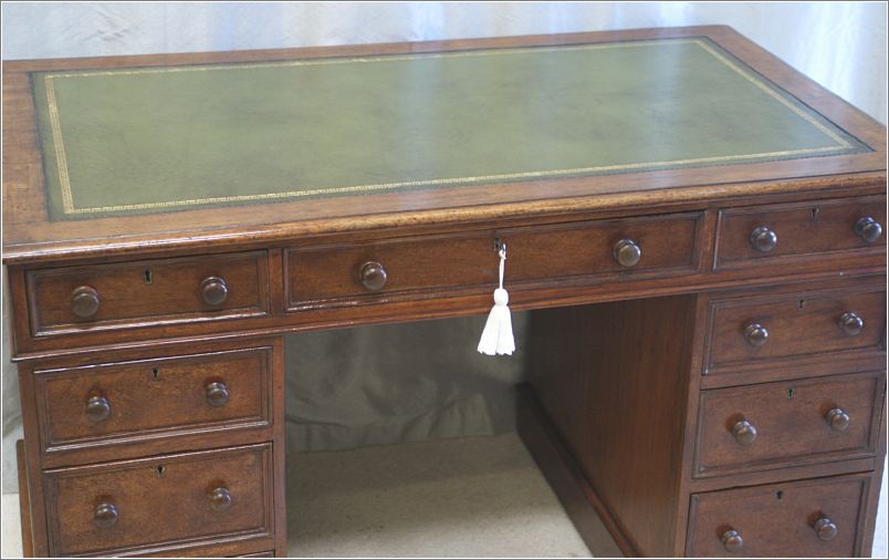 2055 Small Antique Mahogany Pedestal Desk (5)